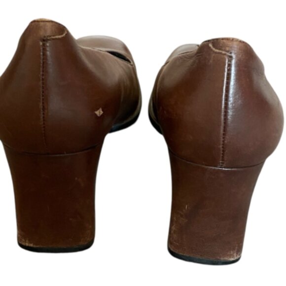 Aerosoles What's What Square Toe Pumps 7-1/2M Brown Leather #337K - Picture 6 of 9